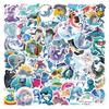 60 Cute Dolphin Cartoon Waterproof Stickers: Car, Suitcase, Water Bottle, Skateboard - 60 Sheets