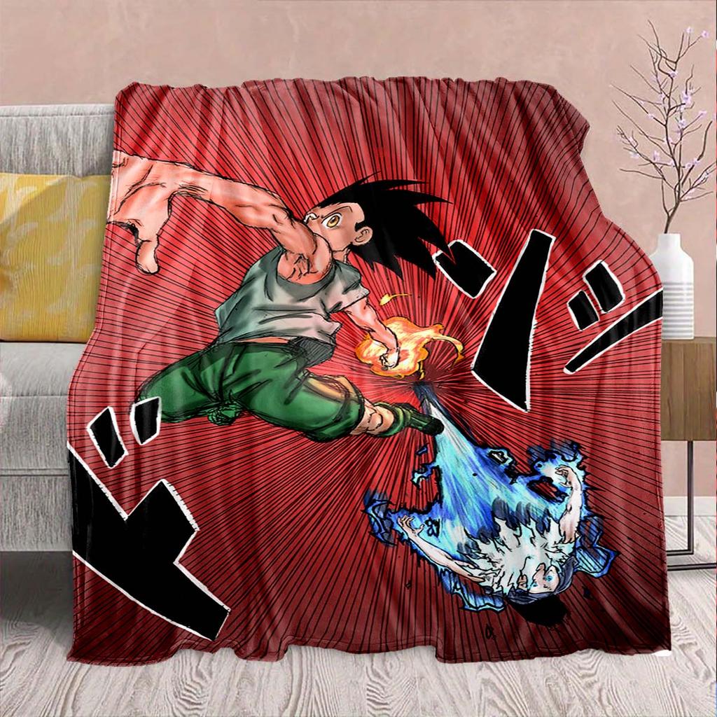 Hunter x Hunter Anime Flannel Blanket – Soft & Warm – Perfect for Sofa, Bedding, Camping, Travel, Office, & Home Decor – QJY