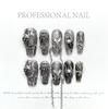 Handmade Punk Black Chain Tassel Press On Nails With Glitter Diamond Bowknot Butterfly Y2K False Nail Tips