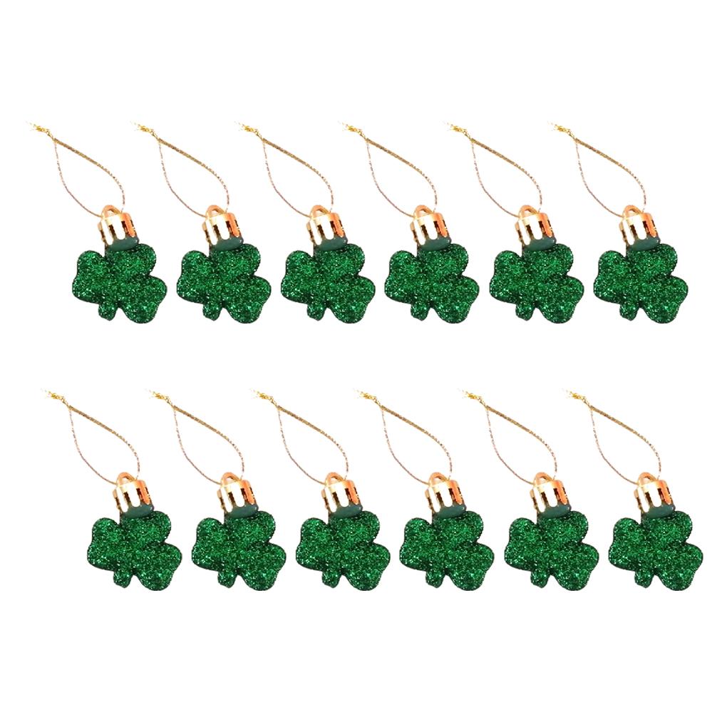12 Pieces Valentines Day Ornaments for Tree St.Patrick's Day Backyard Garden Shamrock Hanging Bauble Table Festival Pendant