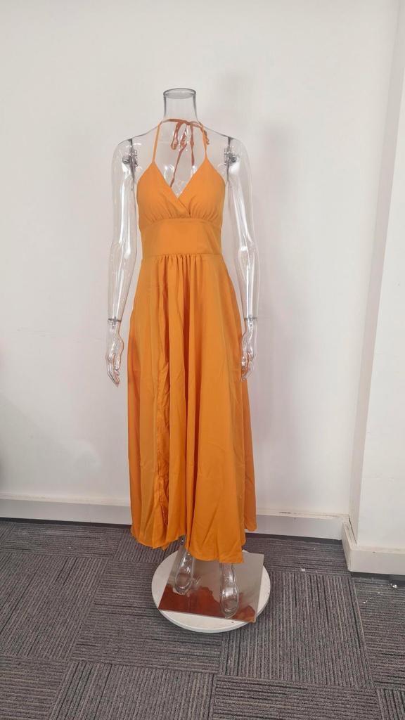 2026 Spring European American Women's Sexy Spaghetti Strap Ruffle Hem Dress