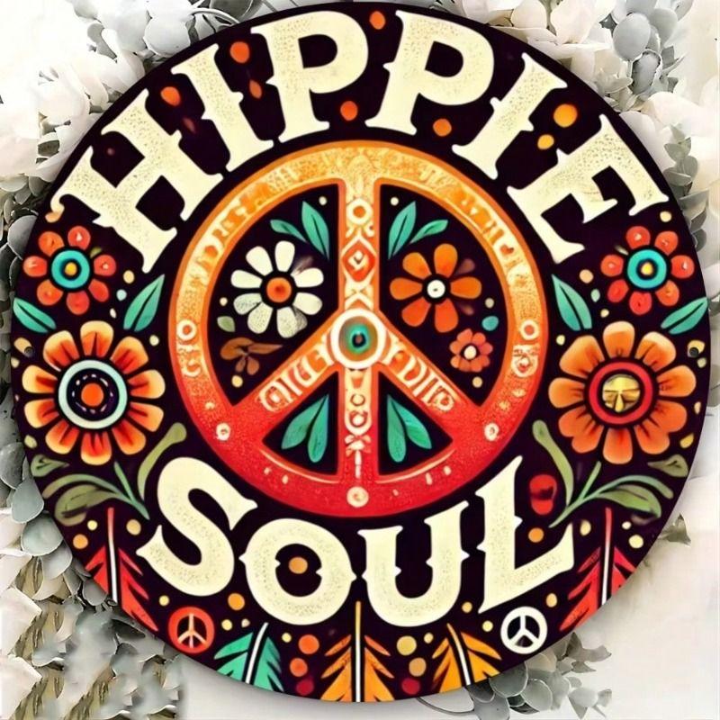 Round Metal Tin Sign Wall Art Home Living Room Office Cafe Decor 20x20cm