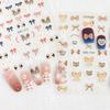 5D Nail Art Relief Nail Sticker Ribbon Bow Nail Decoration Manicure Tool For Nail Salon Self Adhesive DIY Decals For Fall Winter