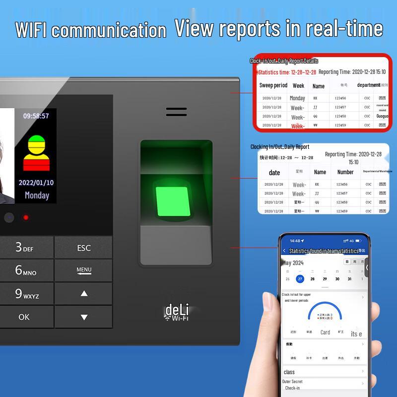 Enterprise WeChat Cloud Attendance Machine CN Plug (adapter Included)