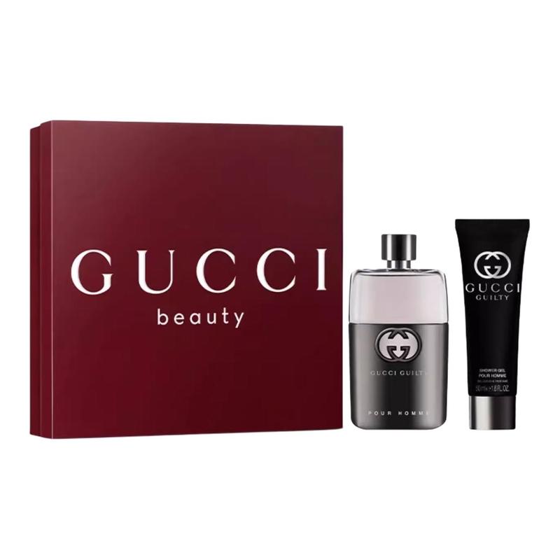 Gucci men s perfume set Guilty Love Eau de Toilette Deodorant Shower Gel Gift Two-piece set: 50ml men s eau de toilette + 50ml shower gel, no gift bag коричневый