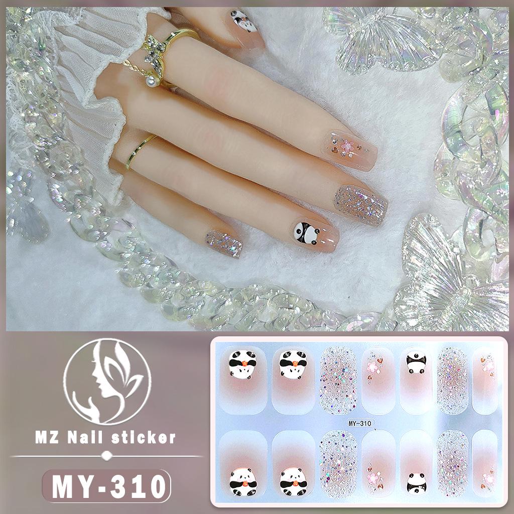 Panda Butterfly 5D No-Bake Nail Stickers - Full Cover, Waterproof, Faux Diamond Design