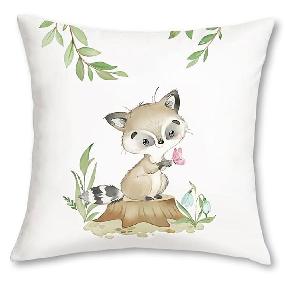 Cute Forest Animal PillowcaseBedroom Living Room Sofa Home Decor Polyester Cushion Cover with Zipper
