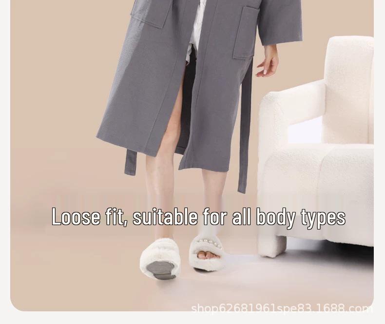Unisex Quick-Dry Cotton Waffle Bathrobe - Ideal for Summer and Hotels