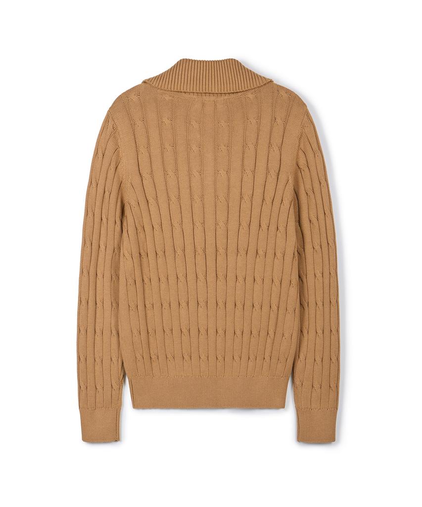 USPOLOASSN Cable Half-Zip Knit_Beige