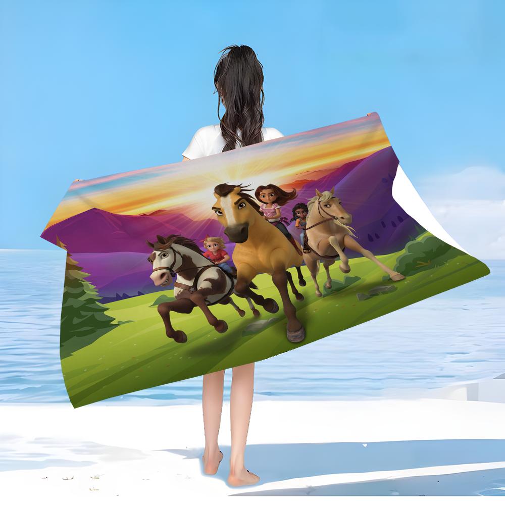 Spirit Riding Free Horses Microfiber Beach Towel Absorbent Quick dry Soft Yoga Swimming Resort Mountain Climbing Towel