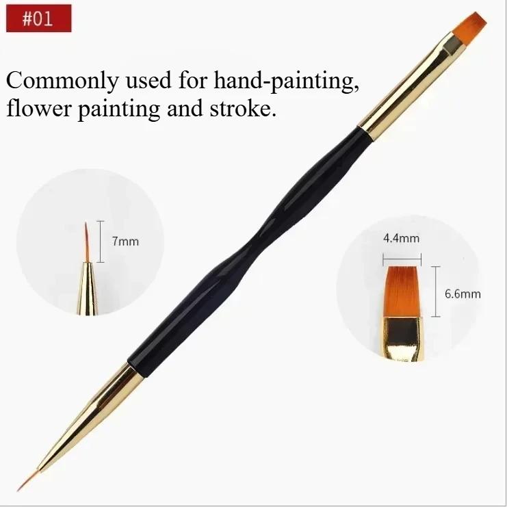 French Stripe Nail Art Liner Brush Set UV Gel Tips Ultra-thin Line Drawing Pen Dual End  Painting Brushes Manicure Tools