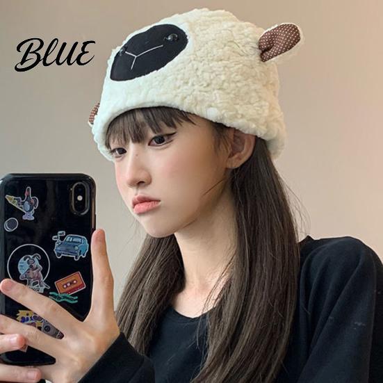 Women Hat Plush Hats Autumn Stretchy Keep Cozy Thickened Cute Fuzzy Warm Soft Winter Sheep