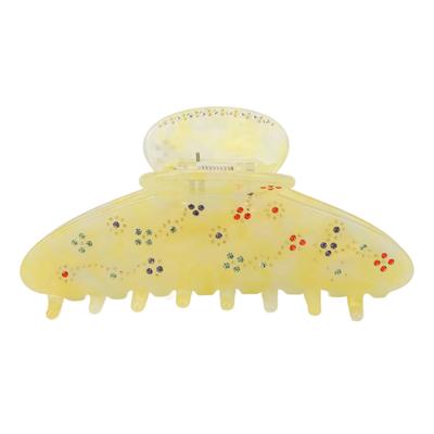Retro Rhinestones Hair Claw Clip Women Girls Yellow Fashionable Strong Hold Jaw Clip for Thin Thick