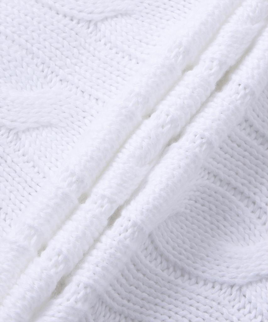 POLO RALPH LAUREN Cable Knit Cotton Short Sleeve Cardigan - White