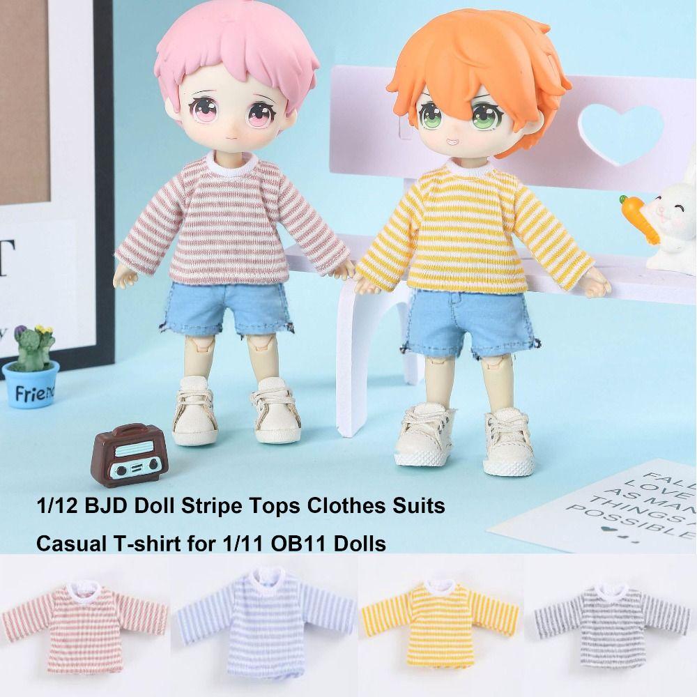 DIY Handmake Doll Stripe Tops for 1/12 BJD Dolls/for 1/11 OB11 Dolls Doll Clothes Accessories
