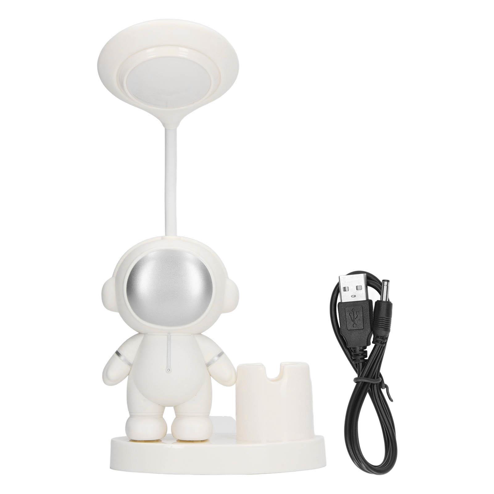 

Маленькая настольная лампа в форме мультяшного астронавта, перезаряжаемая настольная лампа с держателем для ручки и точилкой для общежития белый