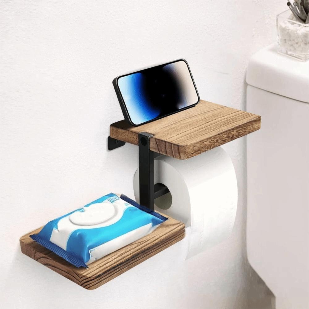 High Load-bearing Wall Mounted Toilet Paper Holder Wooden Countertop Organizer  Hotel