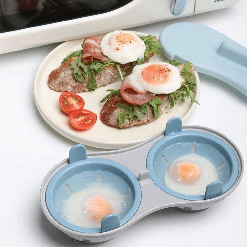 Double Cavity Egg Cooking Gadget Blue Orange Poached Egg Cup Practical Egg Poacher Breakfast