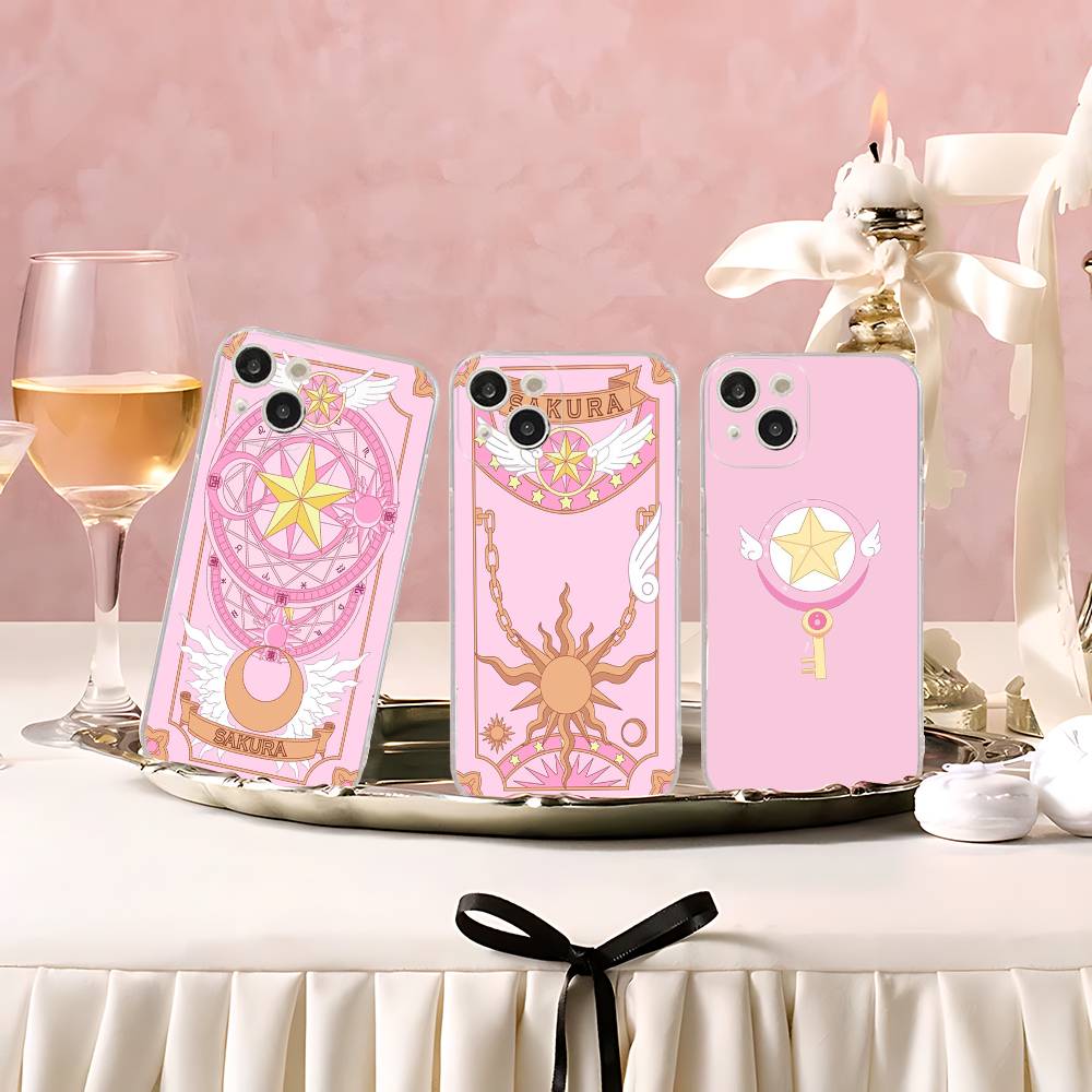 Cartoon Cardcaptor Sakura Magic Wand Moon Phone Case For IPhone 16 15 14 13 12 Mini 11 Pro XS Max X XR SE 6 7 8 Plus Soft