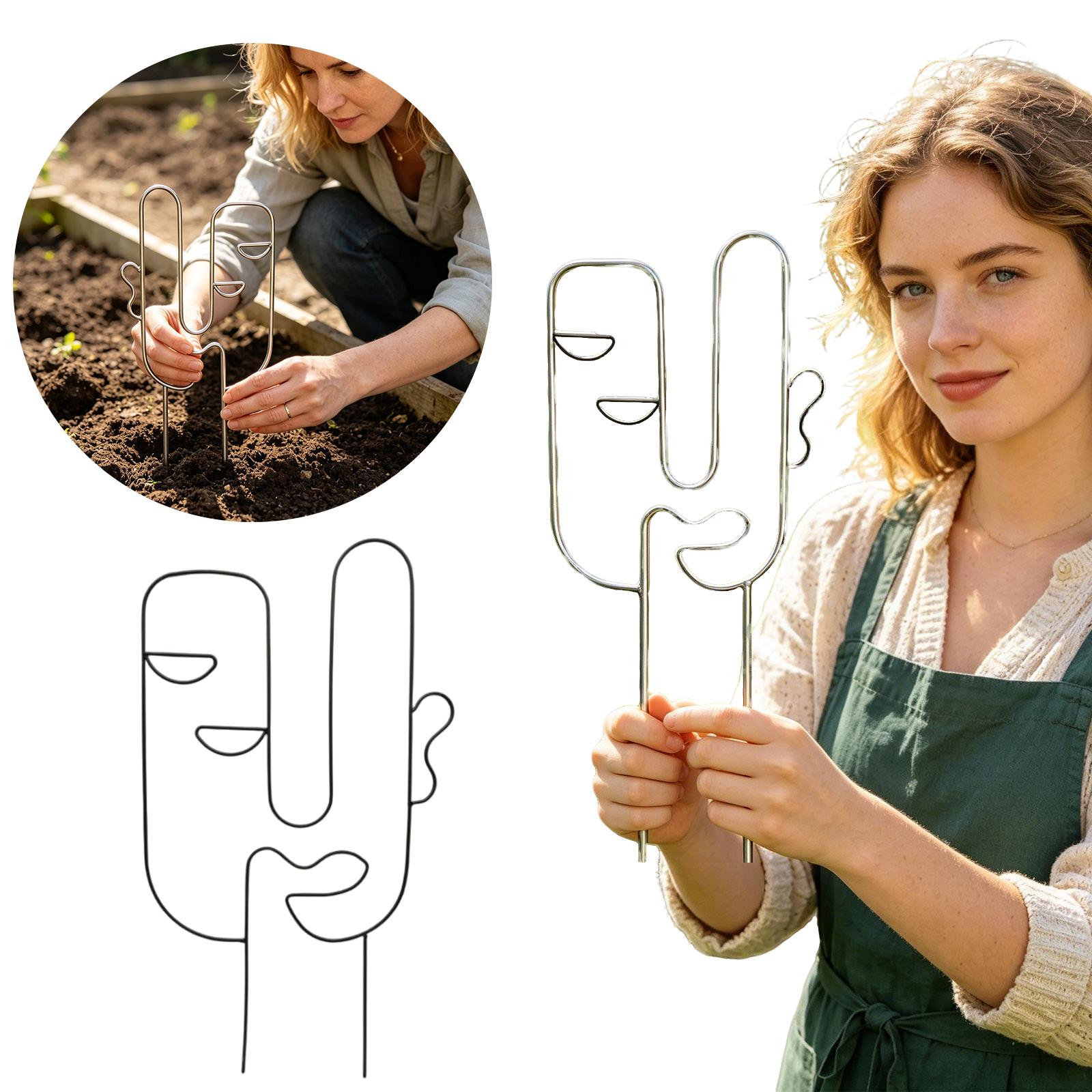 

Plant Climbing Support Trellis Metal Wire Frame Abstract Face Design Garden Plant Holder for Indoor Outdoor Use one size чёрный