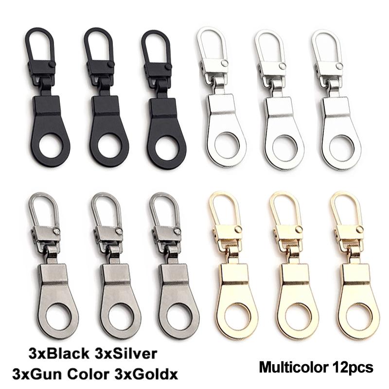 Detachable Metal Zipper Puller Head 5-12Pcs Replacement Zipper Head Repair Kits For Luggage Purse Clothes DIY Sewing Accessories