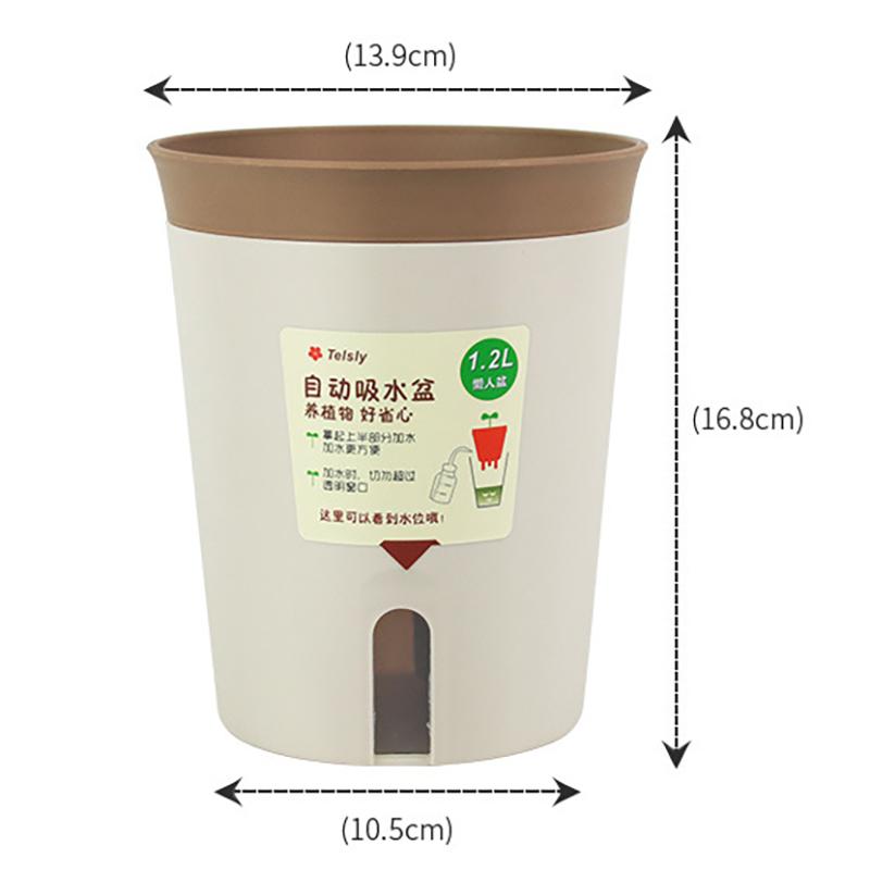 

Двухслойный самополивающийся гидропонный цветочный горшок Пластиковый ленивый автоматический водопоглощающий горшок для растений Горшечные кашпо Офис Дом 13.9*16.8*10.5cm коричневый