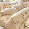 A-Class Double-Layer Yarn Floral Bedding Set Bubble Cotton Skin Friendly Summer Duvet Cover Sets Ins Soft Bed Linens for Home