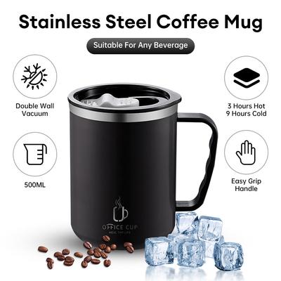500ml/17oz 304 Stainless Steel Coffee Cup Mug With Lid Insulated Double Wall Coffee Mug With Handle Heat-resistant Drinkware