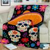 1pc Vintage Skull Print Blanket, Mexican Style, Multiple Sizes Available, Suitable for Living Room, Bedroom, Study, Office, Outdoor