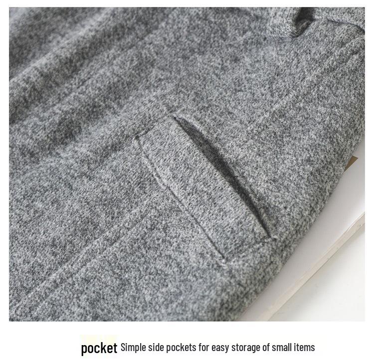 Women's Gray Wool Tweed Wide-Leg Cropped Pants with Velvet Lining - Autumn/Winter New Style