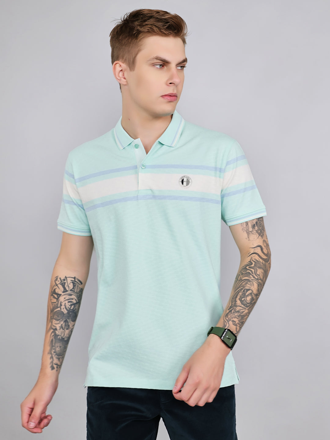 Monte Carlo Men Smart Fit Turquoise Blue Tshirt M