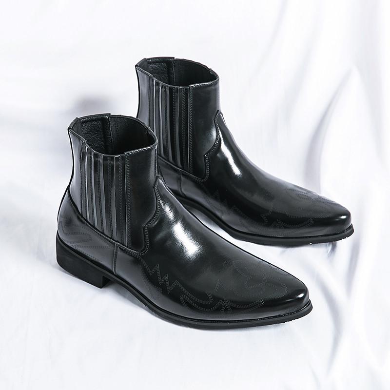 Wniter Trend New Arrival Luxury Designer Men Gold Black Chelsea Cowboy Ankle Boots Casual High Top Platform Shoes Zapatos Hombre