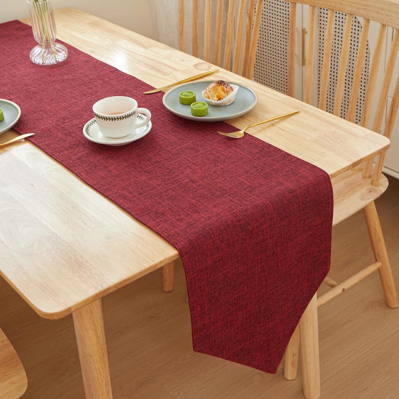 Solid Color Quality Linen Table Runner Simple Modern Rectangular Household Coffee Table Multicolor Table Cloth Bed Flag 30X180cm