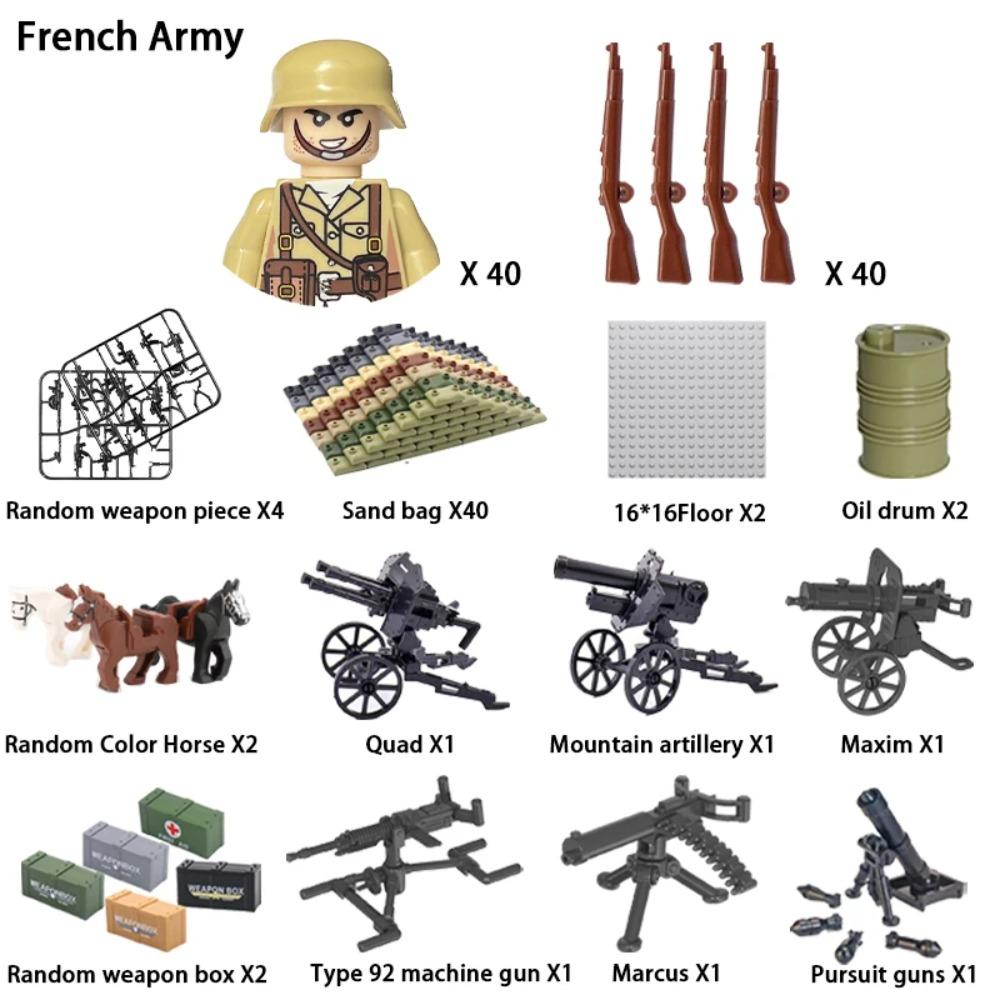 WWII Infantry Military Soldier War National Army Mini Gun Weapon Models Building Blocks Building Blocks Toys for Kids