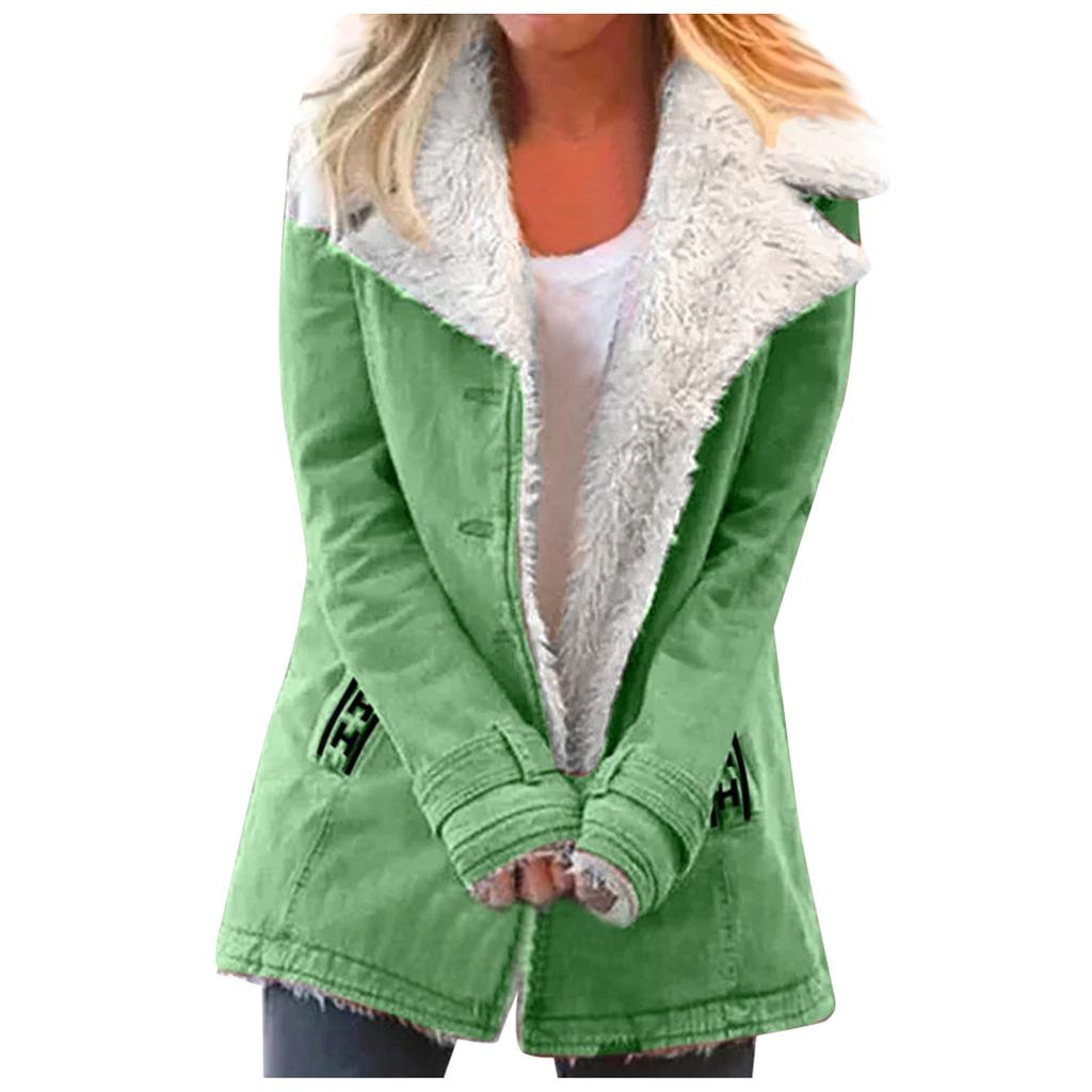 Damen Casual Fashion Loose Solid Color Hut Plus Fleece Kragen Taschenjacke