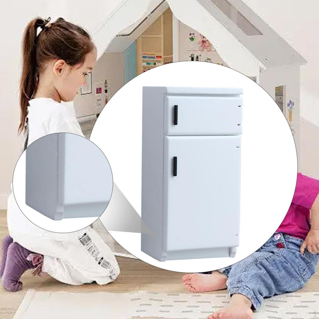 1/12 Dollhouse Kitchen Fridge Freezer Furniture Dining Room Wooden Micro Landscape