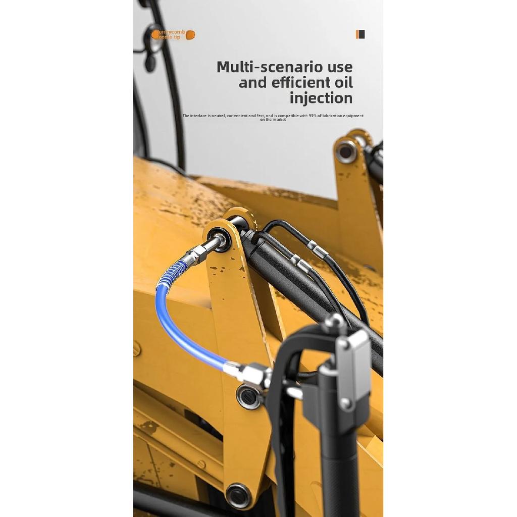 Industrial grease gun dual nozzle kit, suitable for excavators and trucks.