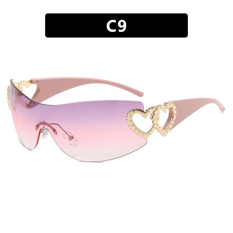 Love Heart One-Piece Sunglasses 2023 - Trendy Y2K European & American Style INS Celebrity Sunglasses