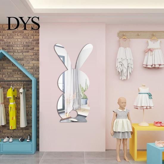 Wall Decal Sticker Decorative Attractive Solid Color DIY PVC Mirror Rabbit Shape Tile Decals Home Decor Dorm