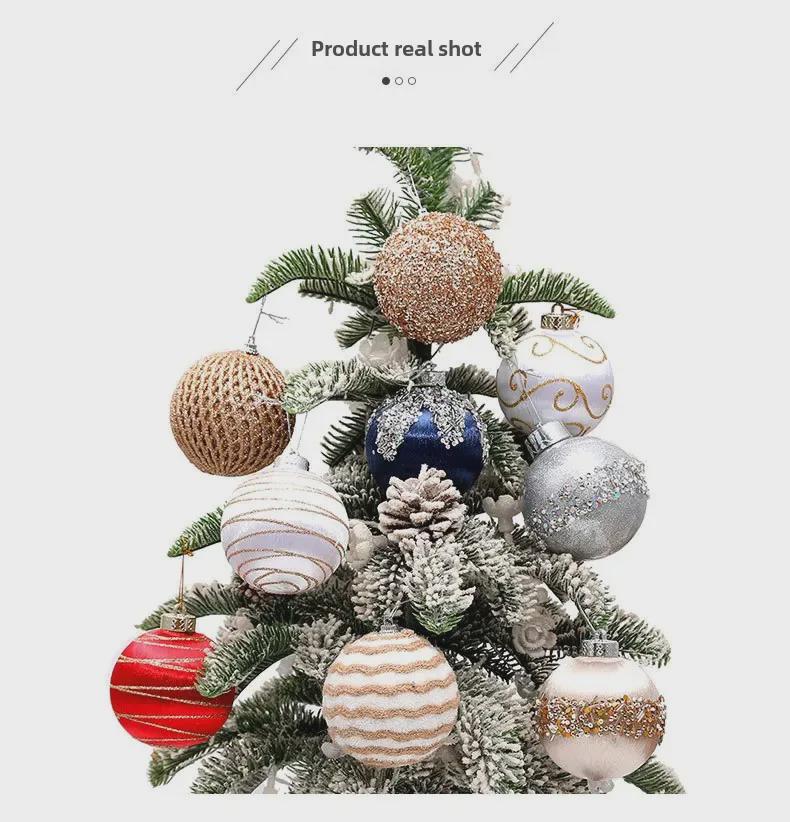 8cm 3D Silk Thread Christmas Ornaments - Set of 9 Foam Balls