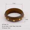 DIEZI Punk Fashion 4 Colors Round Wood Bangles Fashion Vintage Hip Hop Geometric Star Wide Bangle Bracelet For Women Men Jewelry