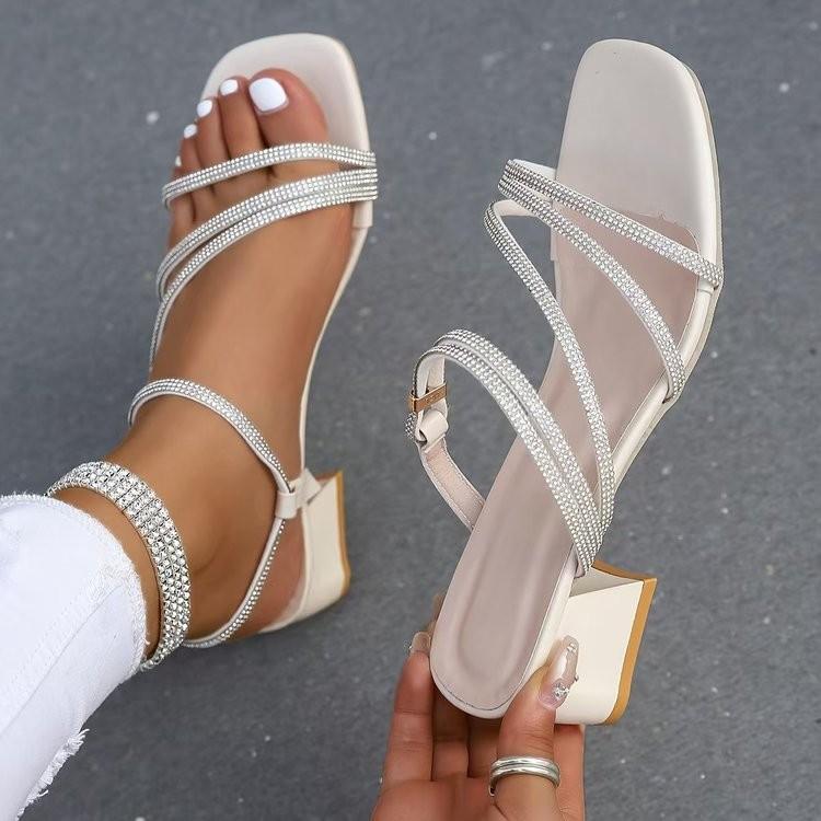 

Fashion Sandal Slipper 2025 New Summer Womens Shoes Antiskid Not Grinding Feet High Heels Womens Sandals Womens Slippers 35 бежевый
