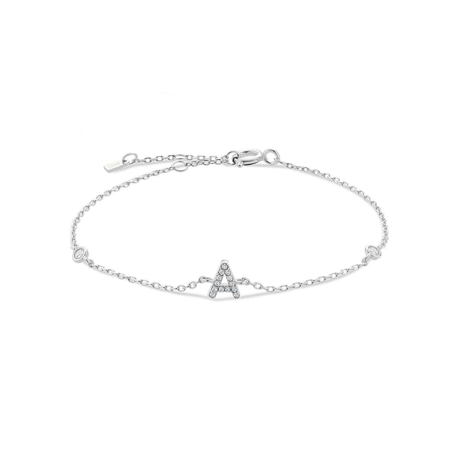 

VEWANT 925 Silver Monogram Letter A - Z Initial Charm Chain Bracelet Luxury Wedding CrystalFine Jewelry Other