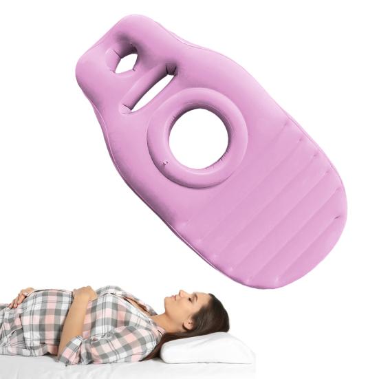 Oppblåsbar Gravid Yogamatte Ergonomisk PVC Sovestøttemadrass med Hull Lekkasjesikker Graviditetssmerter Lindring Full Kropp Luftmadrass Putepute