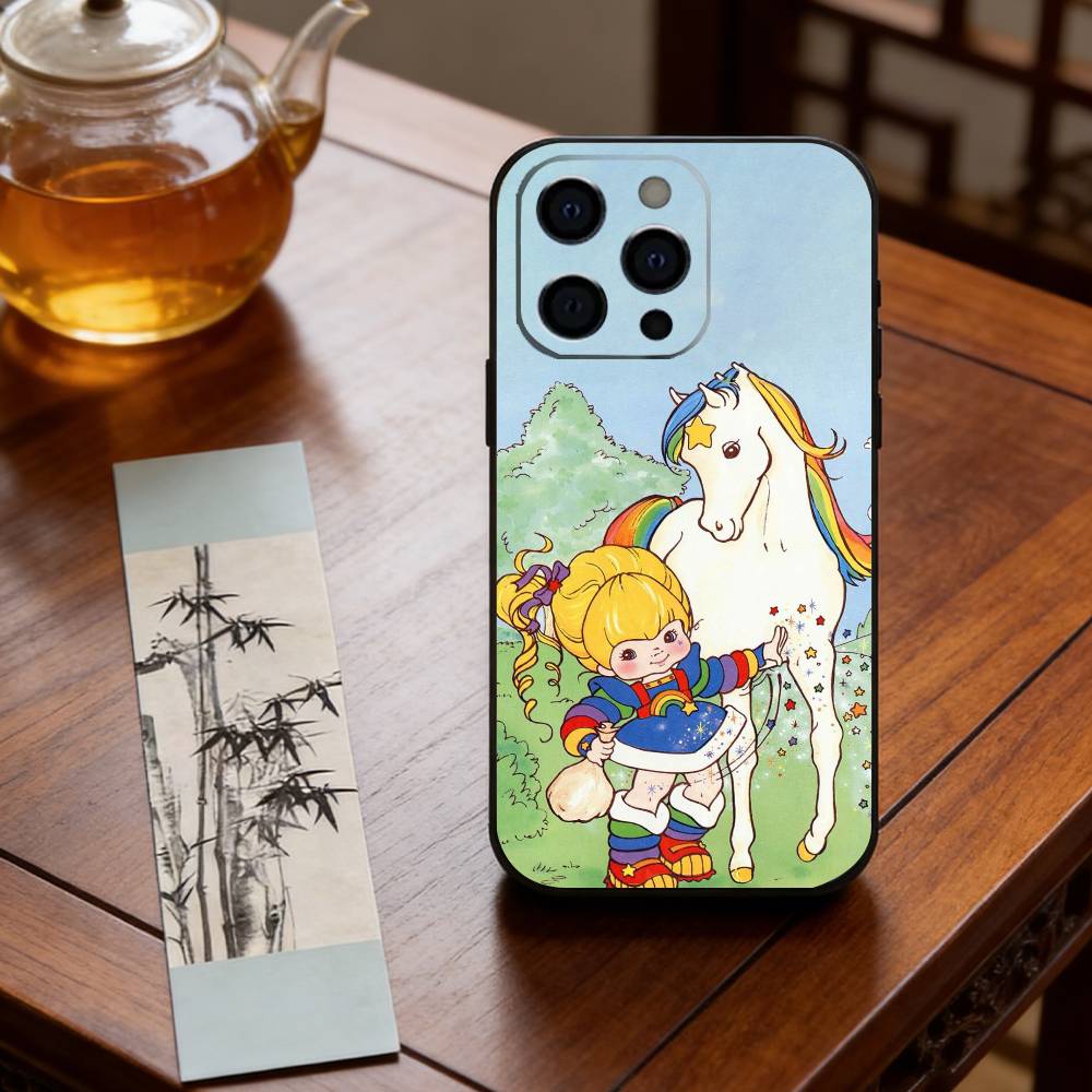 Cute Retro Rainbow Pony Phone Case For iPhone 17,16,15,14,13,12,11 Plus,Pro Max,XS,Soft Silicone Black Cover