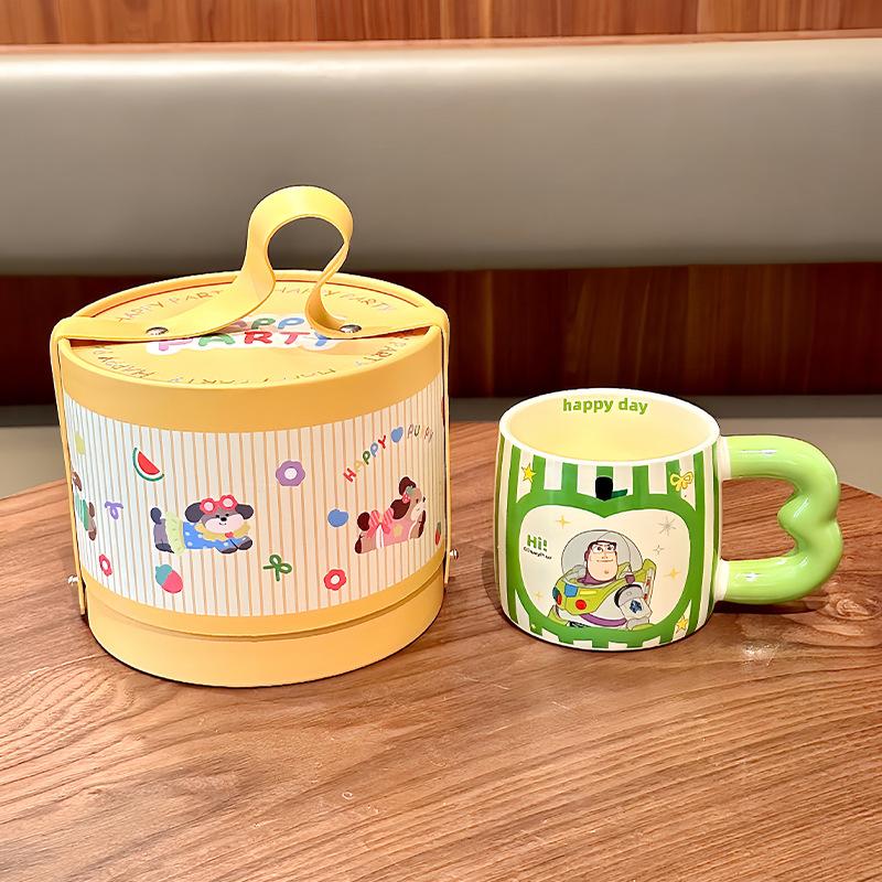 Vysoce hodnotný roztomilý hrnek s Medvídkem Pú pro pár, keramický pohár na vodu, dětský hrnek na mléko a kávu, dárek k narozeninám, dárková krabička