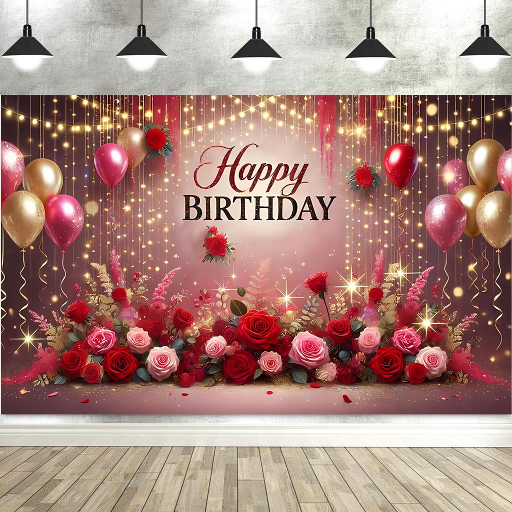 Dewprint Happy Birthday Backdrop Banner for Women Party Decorations Photoshoot Photography Background Curtains Screen Props