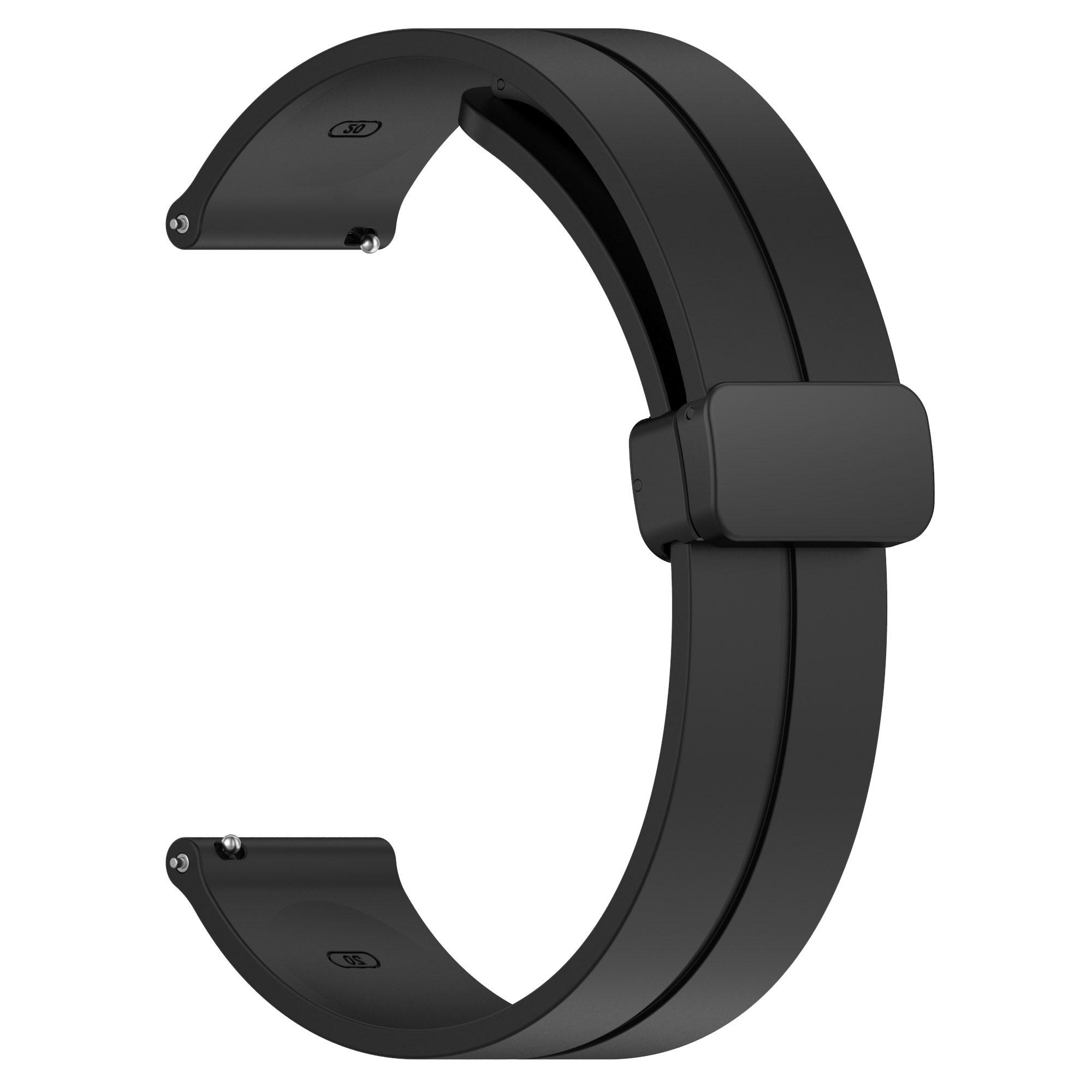 

For Huawei Watch GT 4 46mm/Watch 4 Pro/Honor Watch GS 3i/GS 3/GS Pro/Huami Amazfit GTR 4 46mm/3/3 Pro Silicone Watch Strap 22mm Magnetic Buckle Band Black