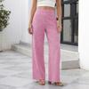 Women Wide Leg Pants Striped Pants, Summer Elastic Waist Casual Soft Lounge Trousers, Breathable Loose Fit Palazzo with Pockets