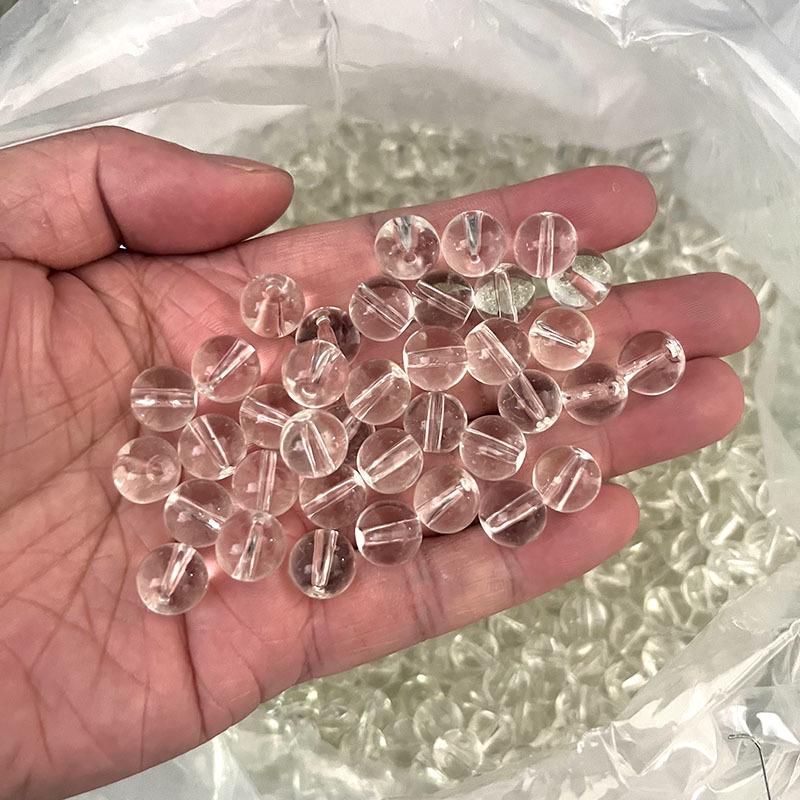 Crystal Faux Obsidian Agate Beaded Bracelet: DIY Glass Round Light Bead Accessories